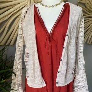 LUCKY - Button up ivory sweater/cardigan, Size S